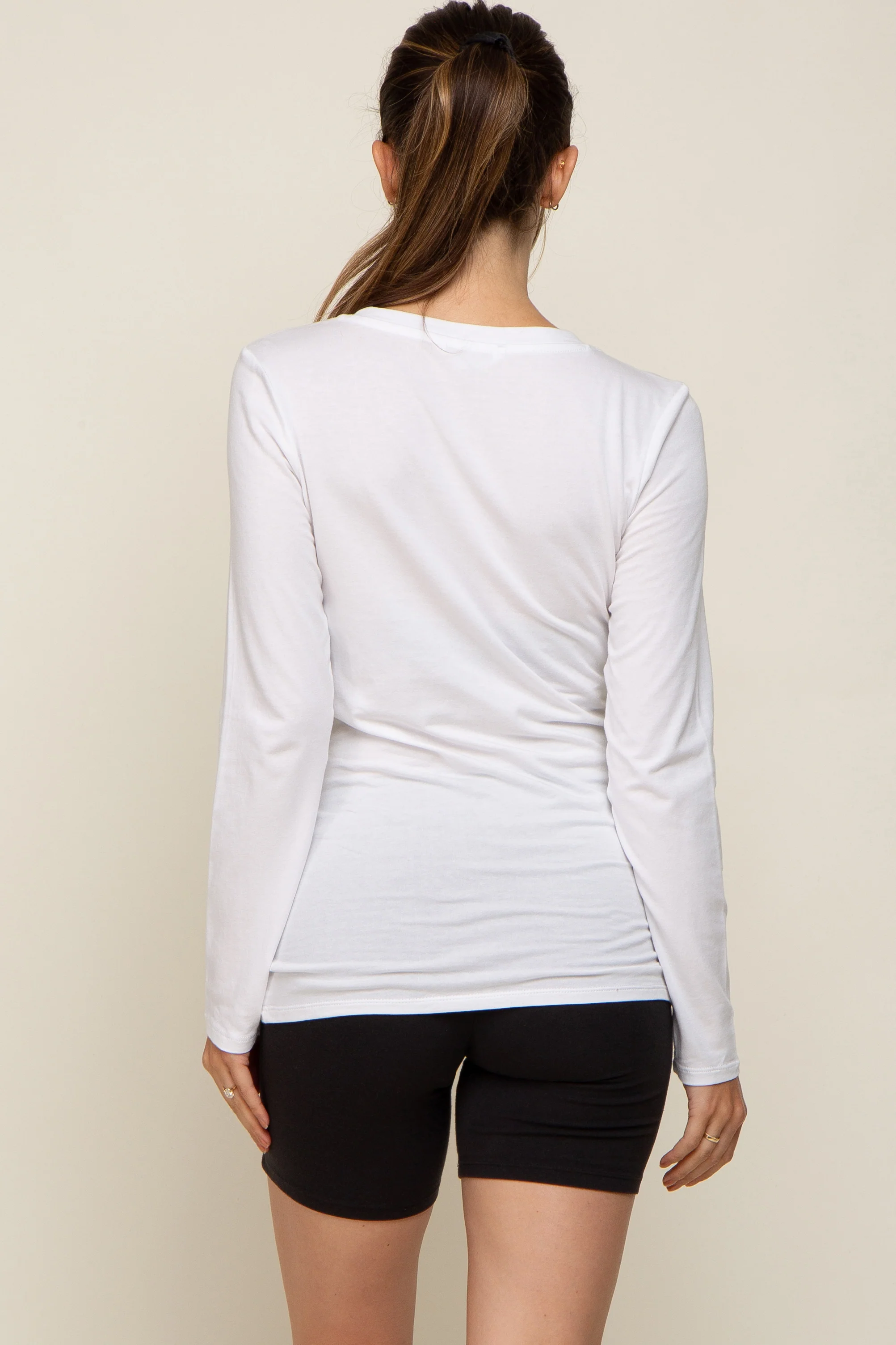 White Long Sleeve Maternity Top - Image 3