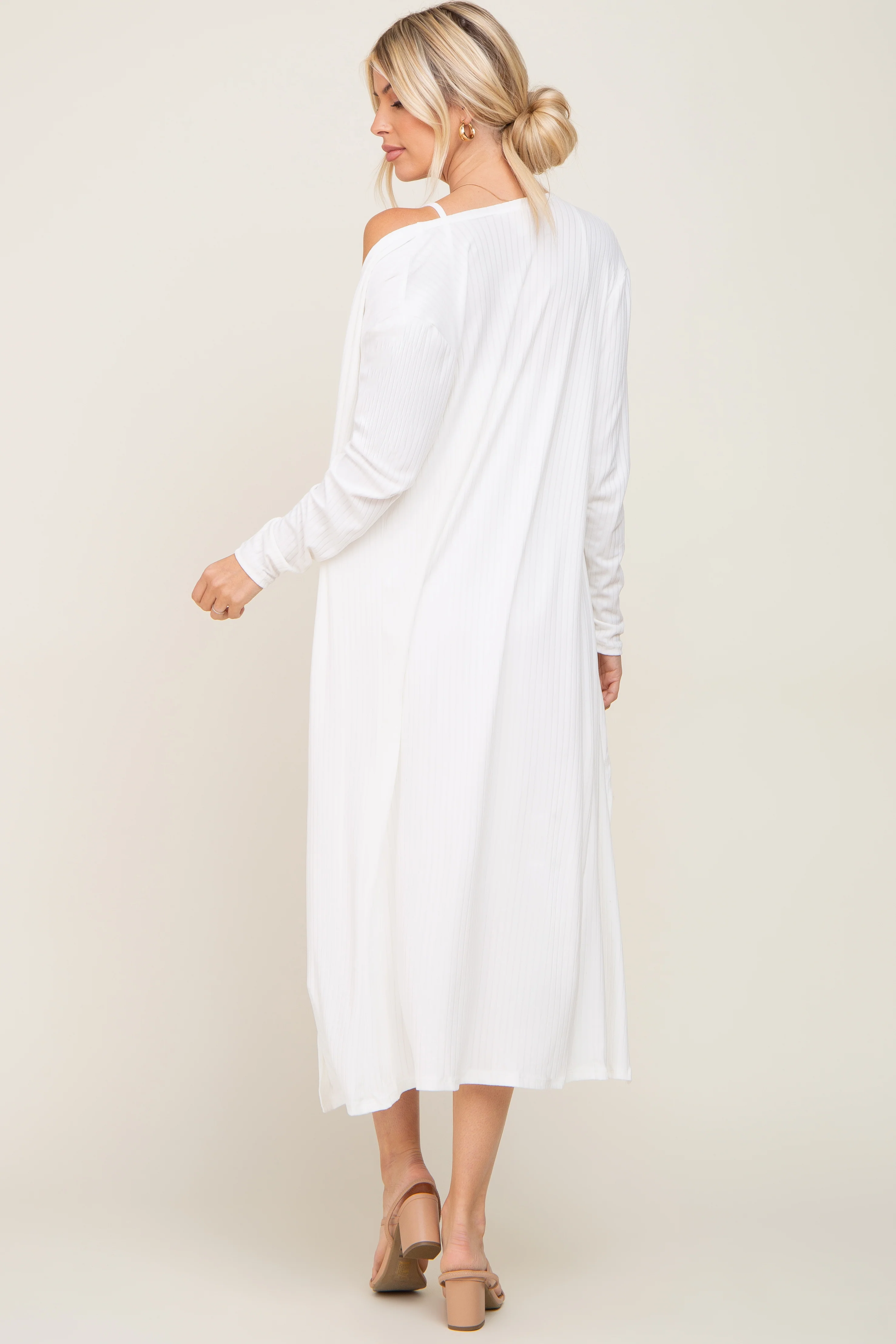 White Ribbed Cardigan 2 Piece Set - Image 3