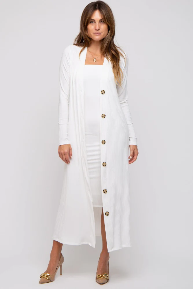 White Ribbed Dress Set - Image 5