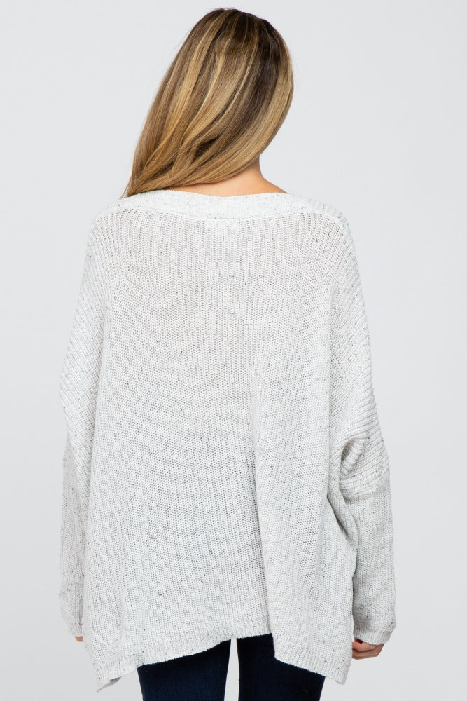 White Speckled Oversized Maternity Sweater - Image 3