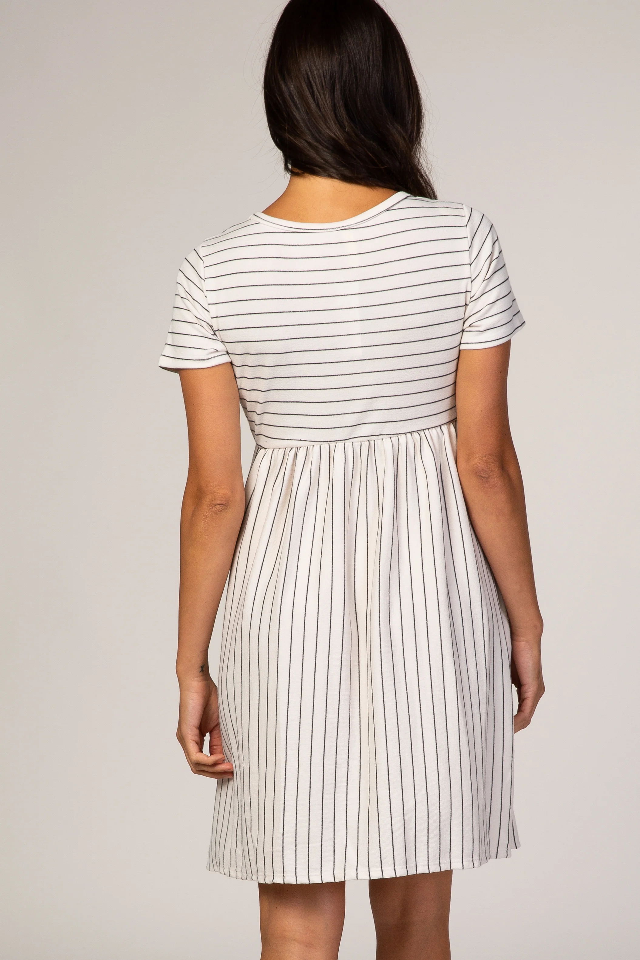 White Striped Babydoll Dress - Image 4