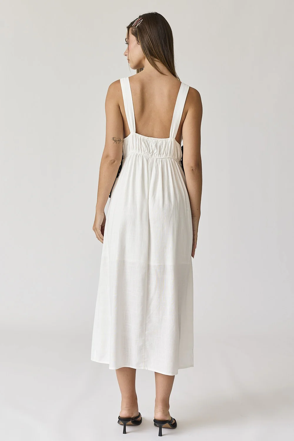 White V-Neck Maxi Dress - Image 3