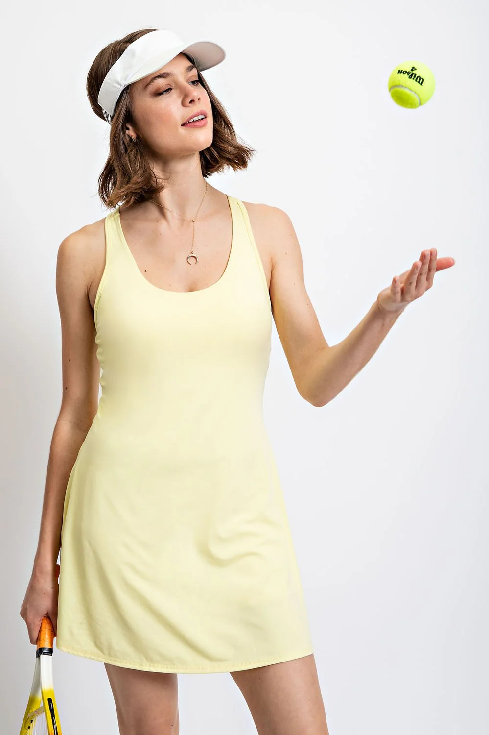 Yellow Tennis Racerback Maternity Romper Dress - Image 5